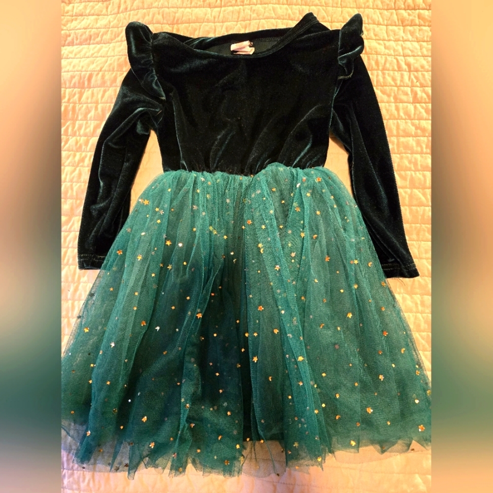 Twinkle and Twirl Starry Velvet Tutu Dress 4T
